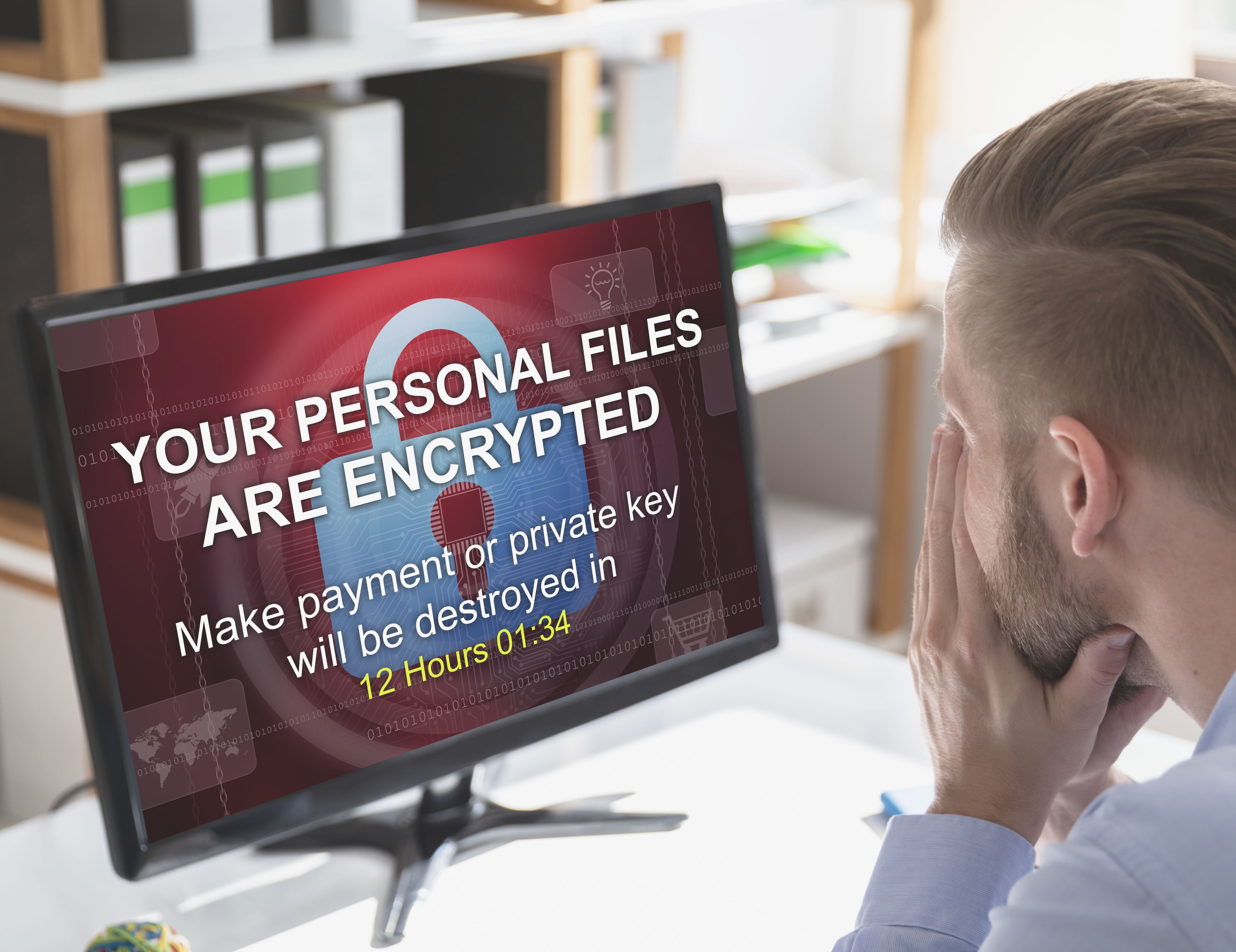 Screen showing ransomware demand Credit Adobe Stock